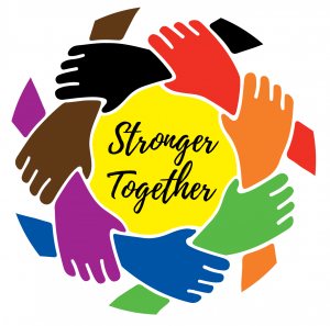 Stronger Together logo solid colors yellow
